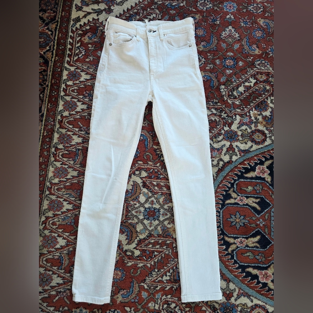 Rag & Bone White Nina High Rise Ankle Skinny Jean Size 25